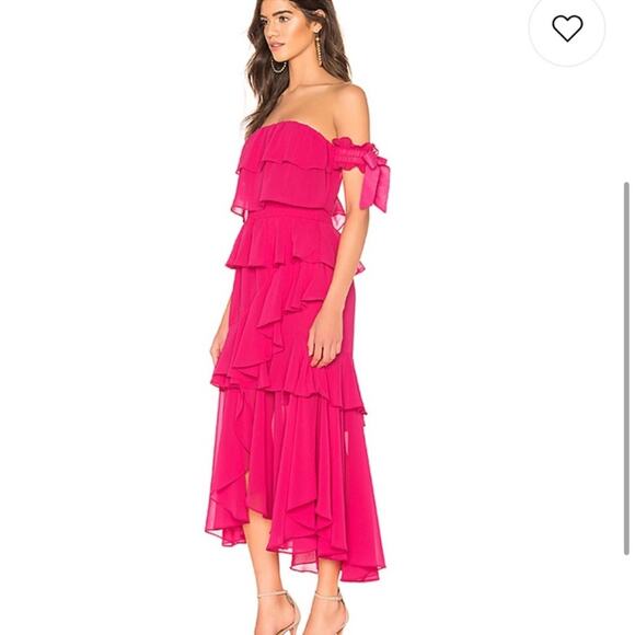 misa los angeles isidora off the shoulder ruffle detail maxi summer dress XS - Picture 2 of 10